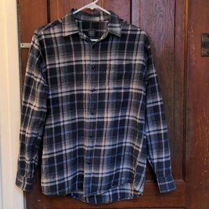 2 for $20 Blue Saks Fifth Avenue Blue, Cream + Red Plaid Slim Fit Flannel Shirt